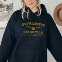 Hufflepuff Quidditch Varsity Style Hoodie Embroidered Adult Unisex