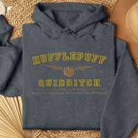 Hufflepuff Quidditch Varsity Style Hoodie Embroidered Adult Unisex
