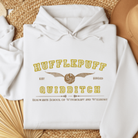 Hufflepuff Quidditch Varsity Style Hoodie Embroidered Adult Unisex