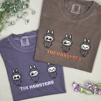 Labubu Comfort Colors T-Shirt, Cute The Monsters Embroidered T-Shirt, Blind Box Series Shirt, Gift For Her, Have a Seat Labubu Colors