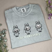 Labubu Comfort Colors T-Shirt, Cute The Monsters Embroidered T-Shirt, Blind Box Series Shirt, Gift For Her, Have a Seat Labubu Colors