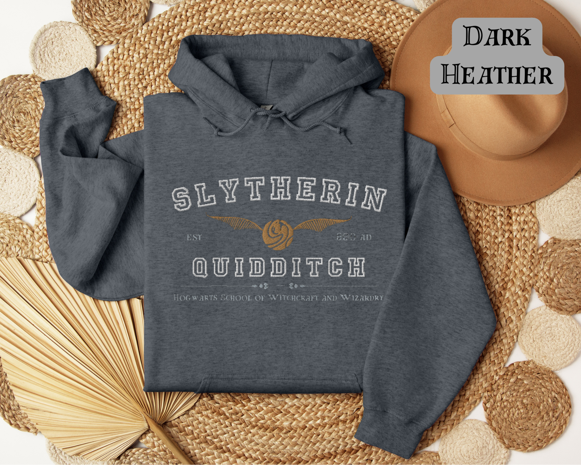 Slytherin Quidditch Varsity Style Hoodie Embroidered Adult Unisex