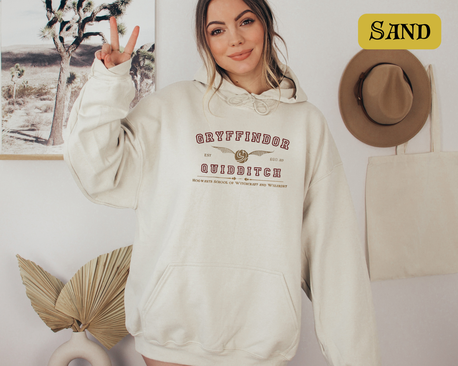 Gryffindor Quidditch Varsity Style Hoodie Embroidered Adult Unisex