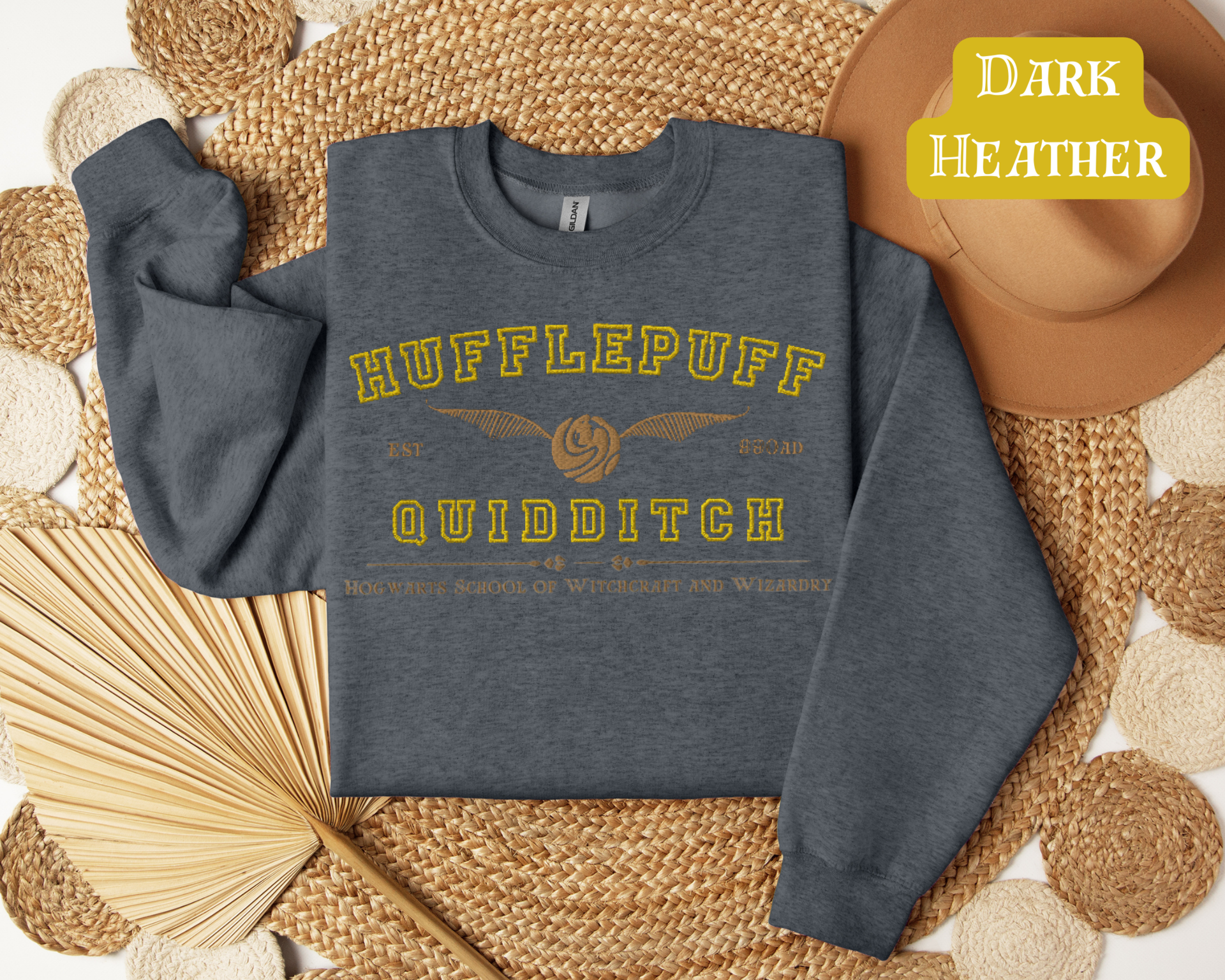 Hufflepuff Quidditch Varsity Style Sweatshirt Embroidered Adult/Youth Unisex