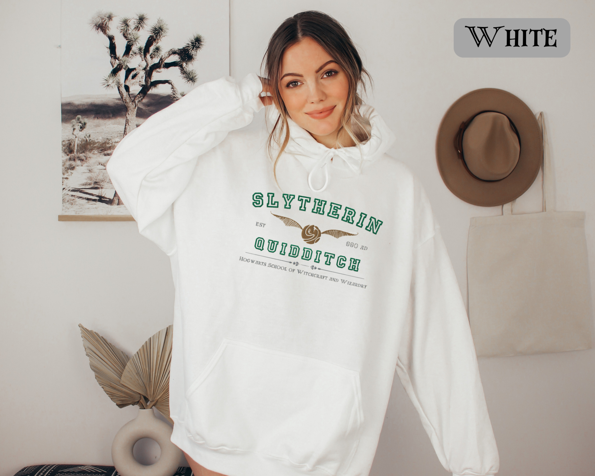 Slytherin Quidditch Varsity Style Hoodie Embroidered Adult Unisex