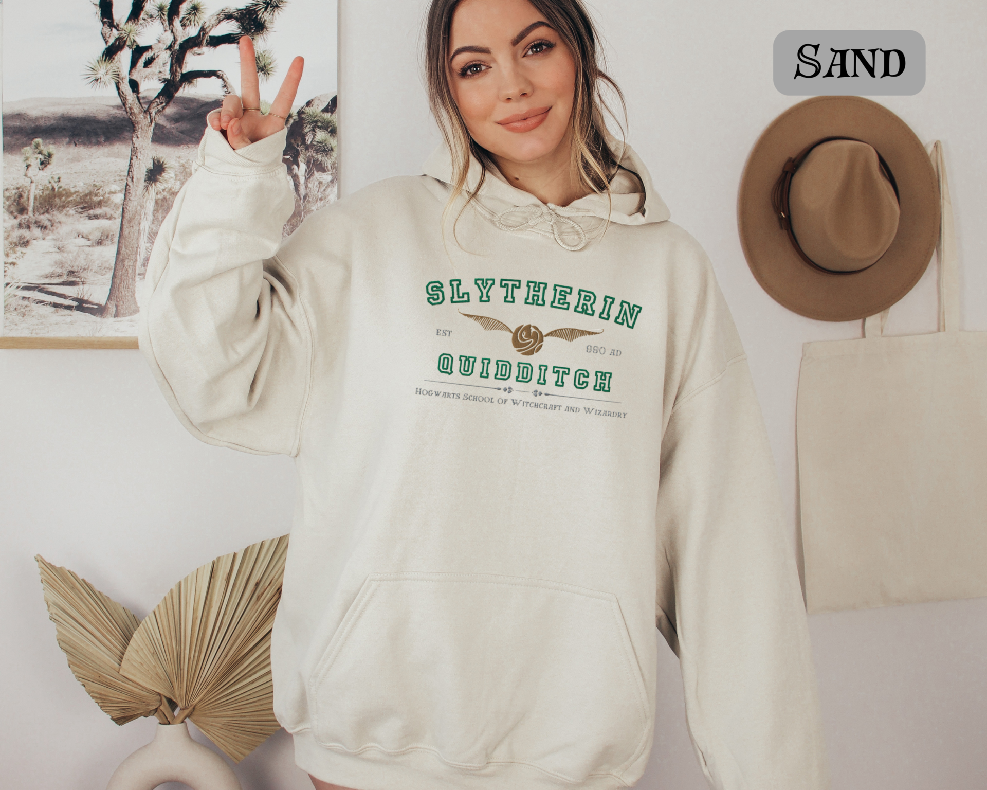 Slytherin Quidditch Varsity Style Hoodie Embroidered Adult Unisex