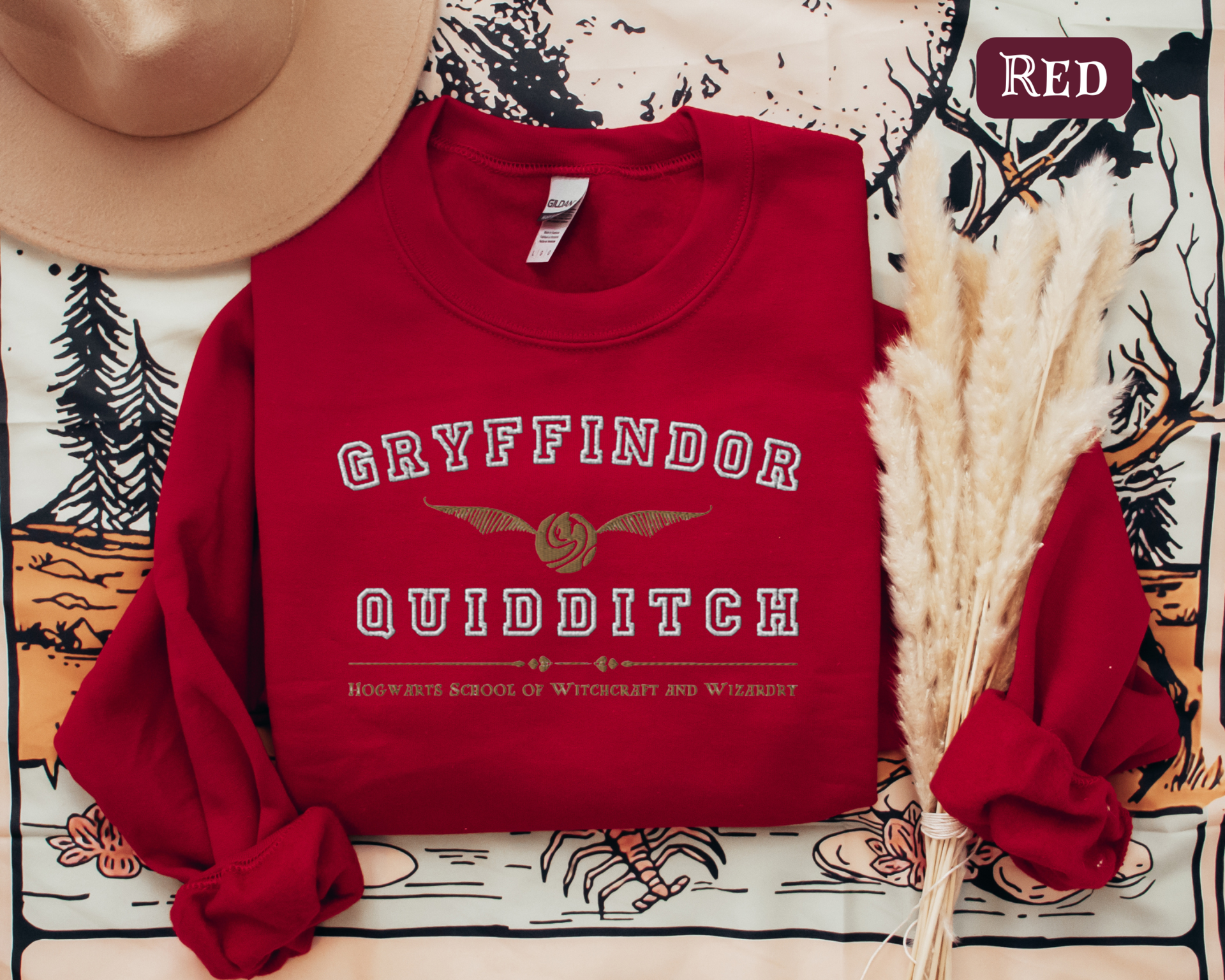 Gryffindor Quidditch Varsity Style Sweatshirt Embroidered Adult/Youth Unisex