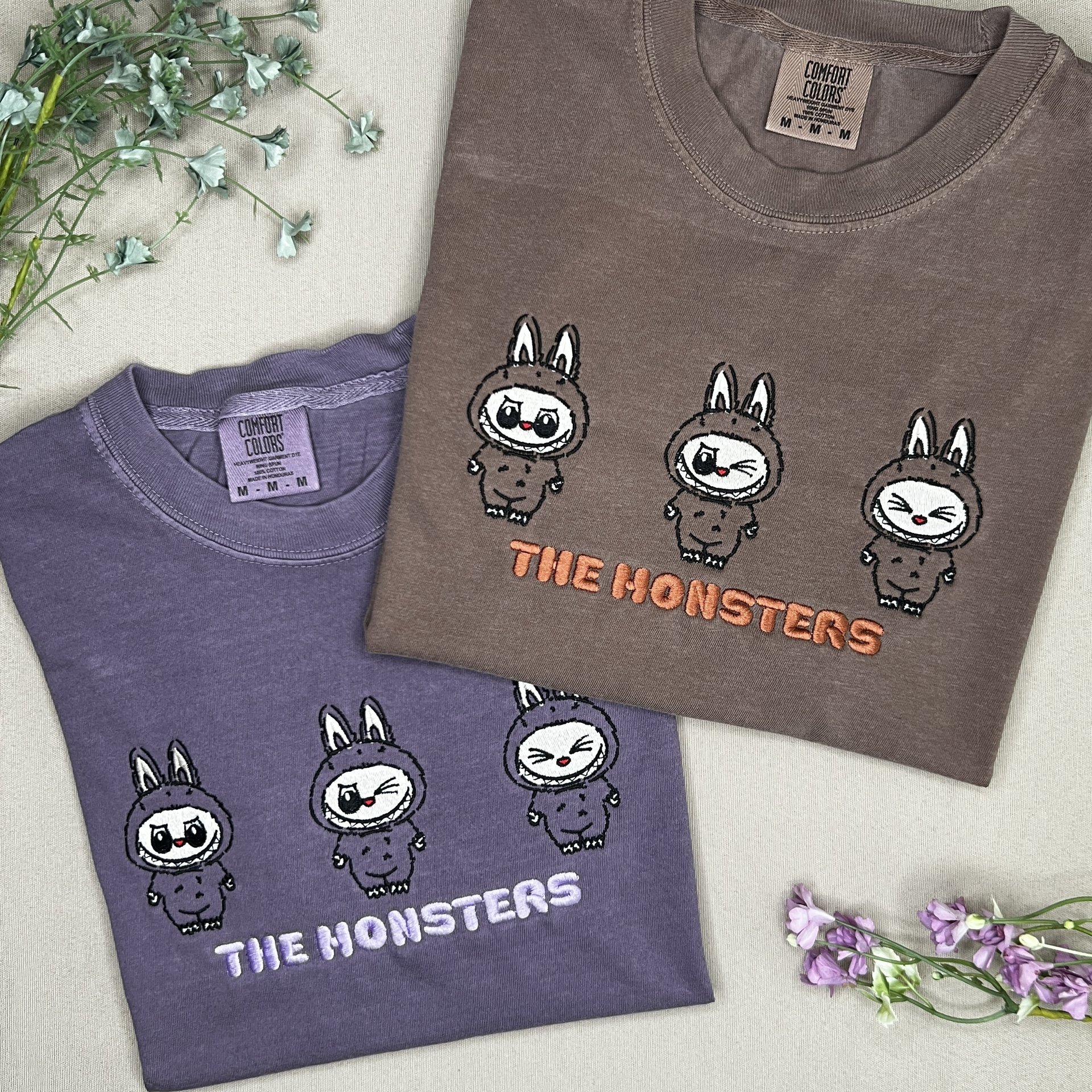 Labubu Comfort Colors T-Shirt, Cute The Monsters Embroidered T-Shirt, Blind Box Series Shirt, Gift For Her, Have a Seat Labubu Colors