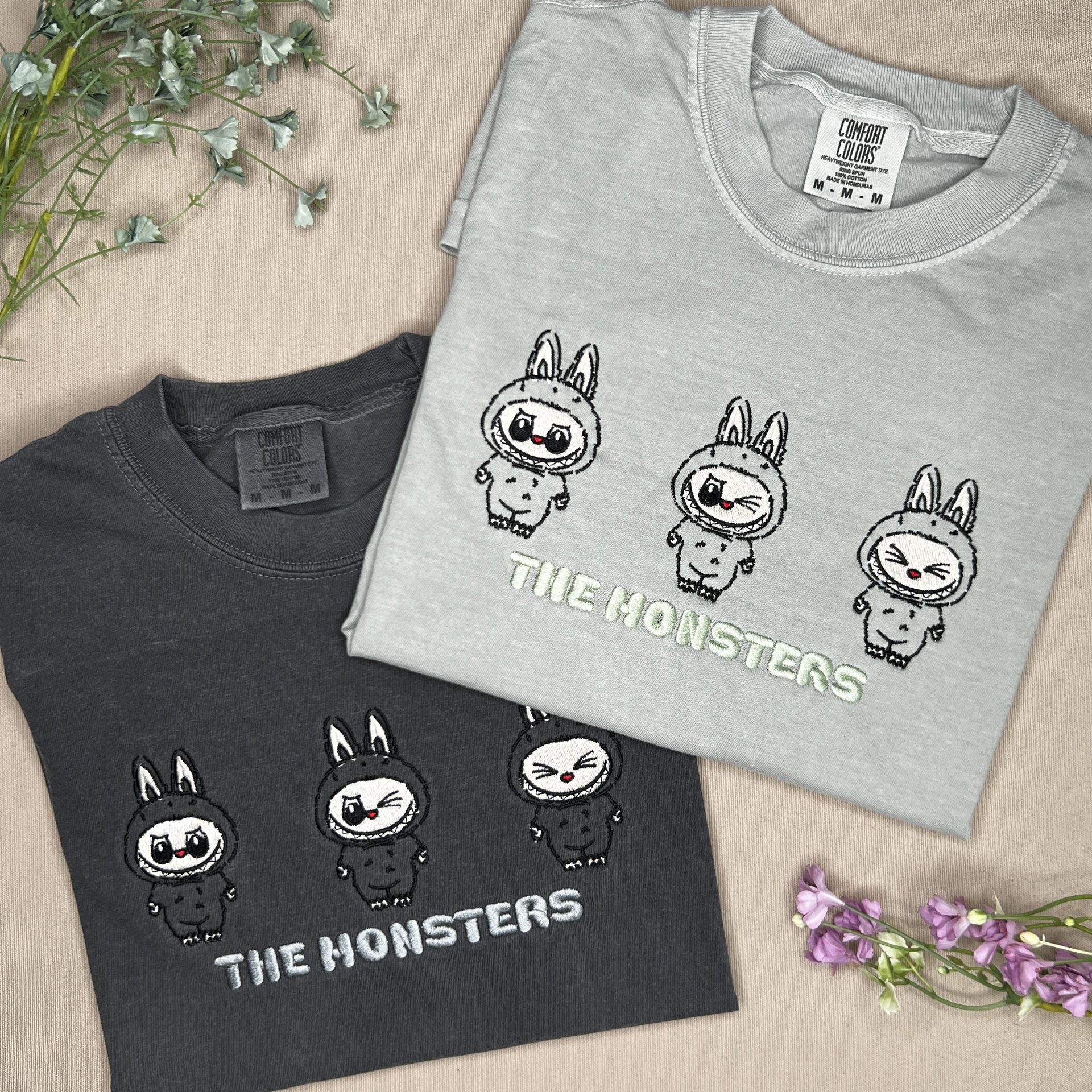 Labubu Comfort Colors T-Shirt, Cute The Monsters Embroidered T-Shirt, Blind Box Series Shirt, Gift For Her, Have a Seat Labubu Colors