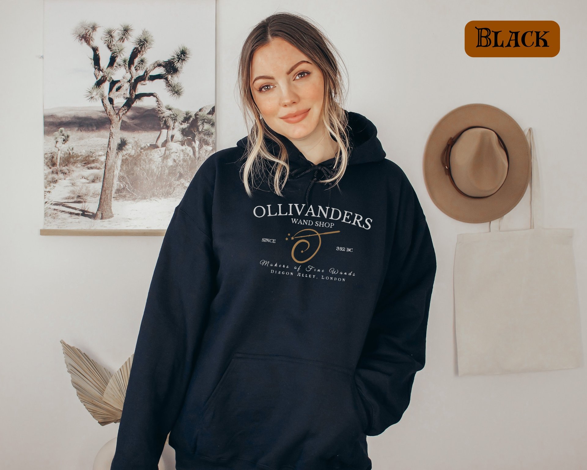 Ollivander's Wand Shop Embroidered Hoodie Unisex
