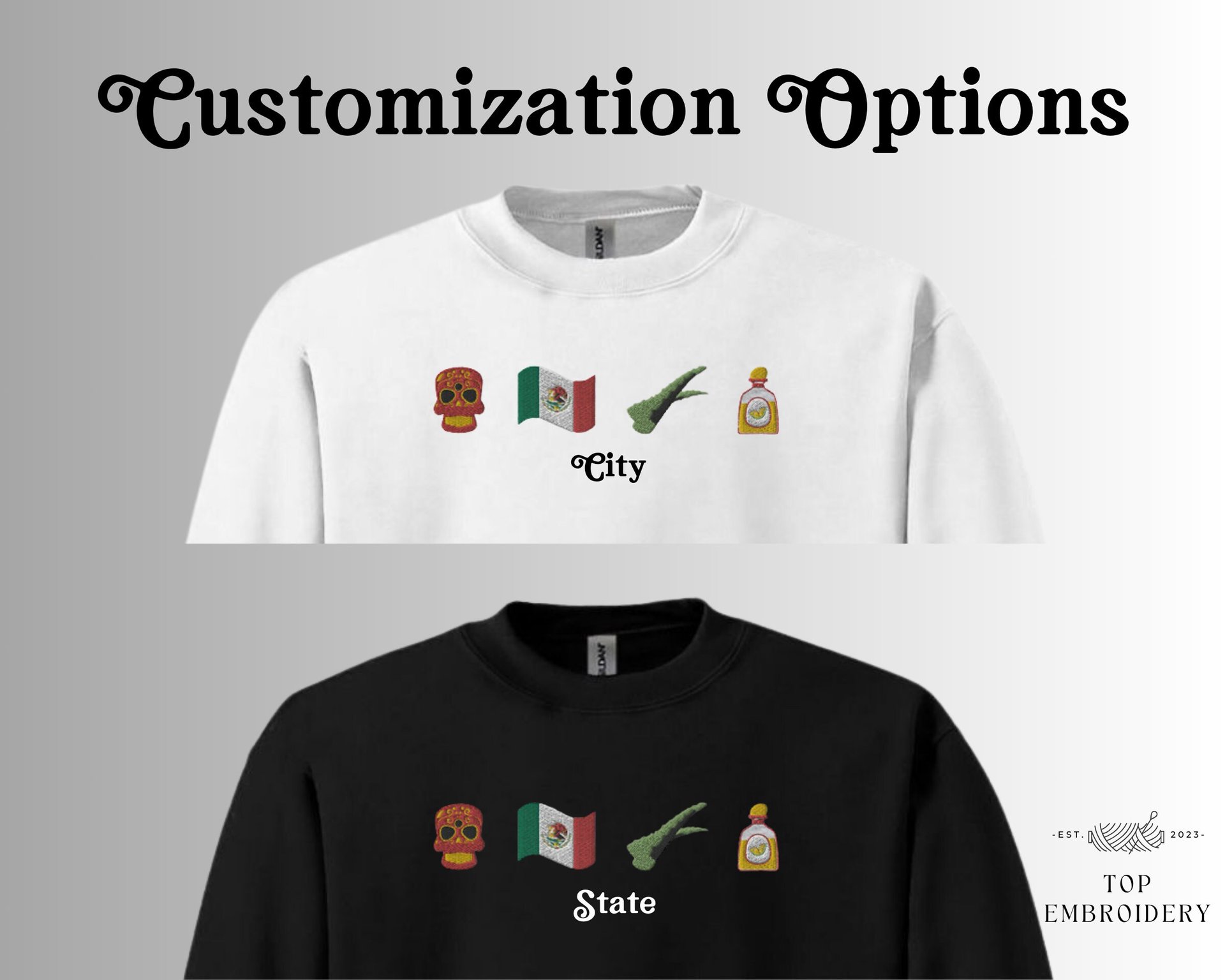 Custom Mexico Embroidered Sweatshirt Unisex
