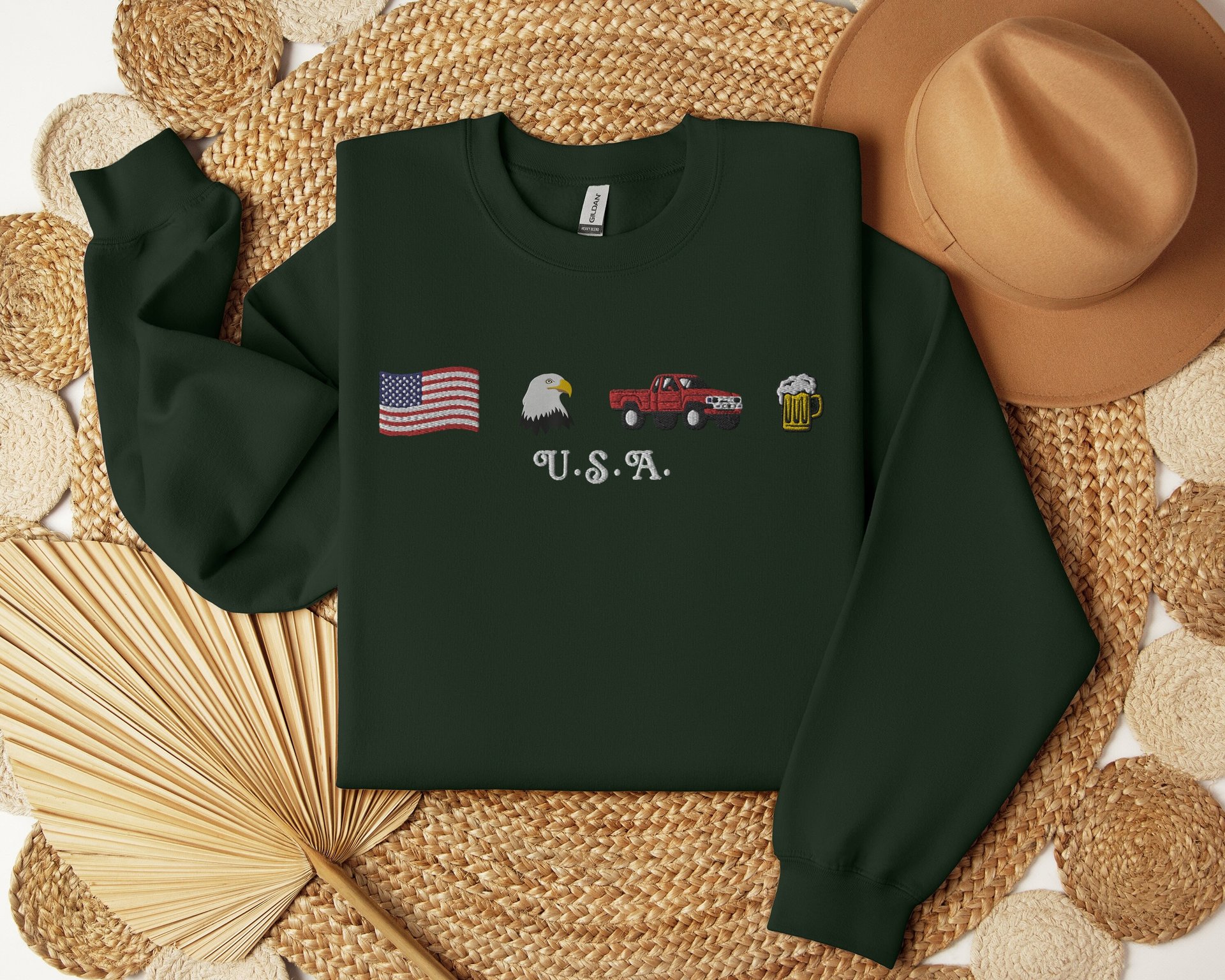 USA Embroidered Sweatshirt Unisex