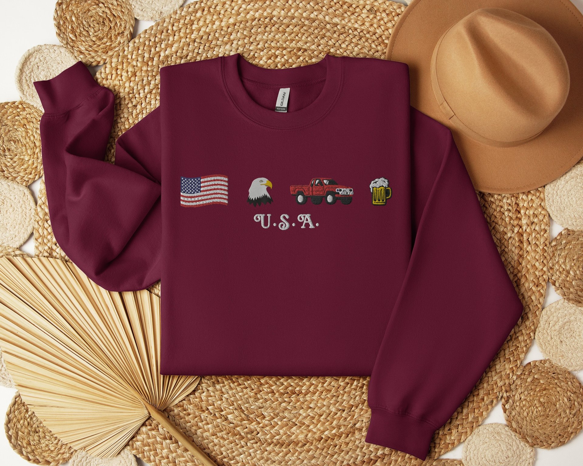 USA Embroidered Sweatshirt Unisex