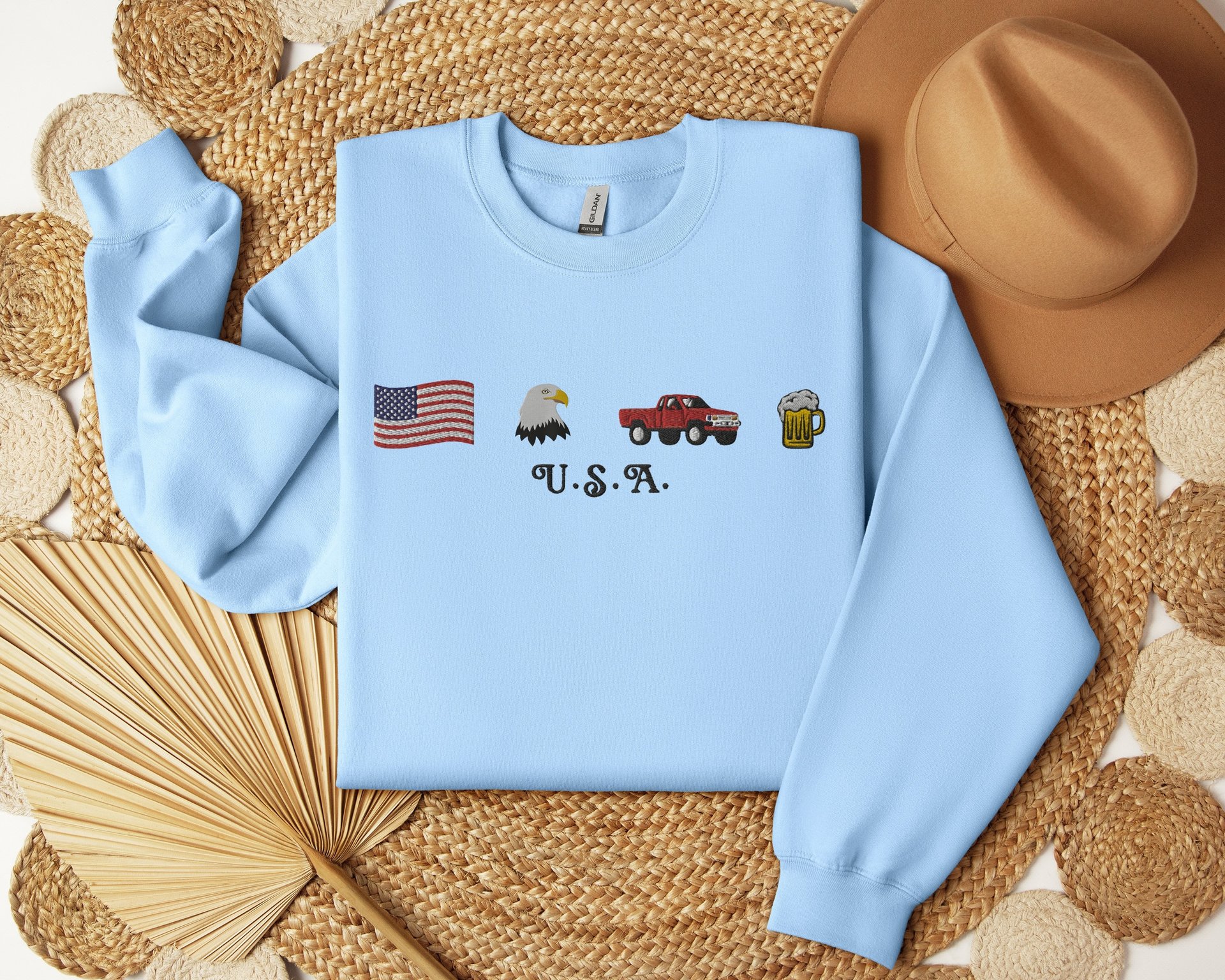 USA Embroidered Sweatshirt Unisex