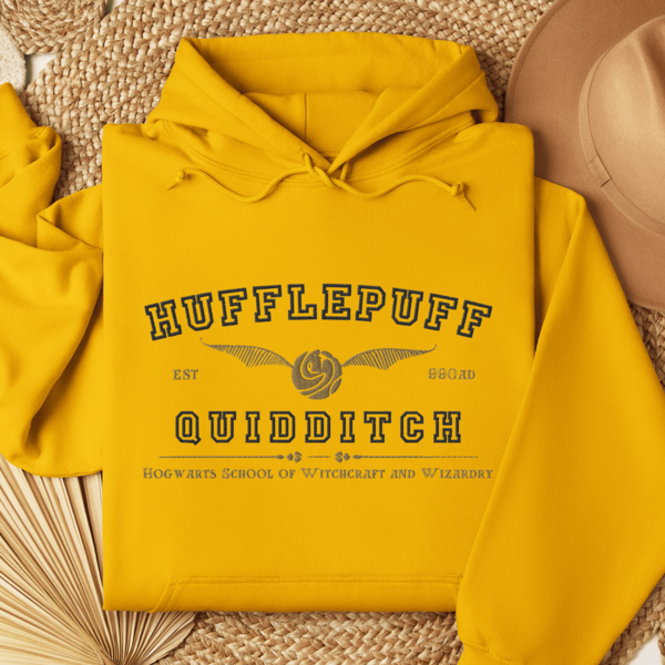 Hufflepuff Quidditch Varsity Style Hoodie Embroidered Adult Unisex