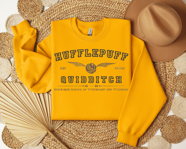 Hufflepuff Quidditch Varsity Style Sweatshirt Embroidered Adult/Youth Unisex