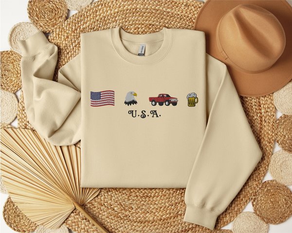 USA Embroidered Sweatshirt Unisex
